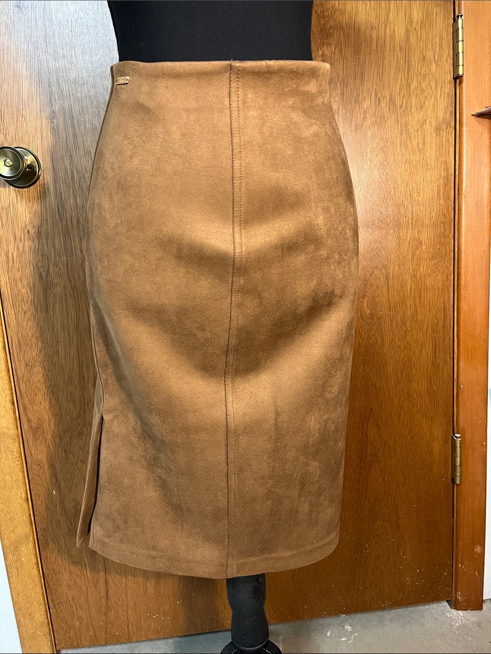 Ivanka Trump Brown Suede Pencil Skirt with Side Slit